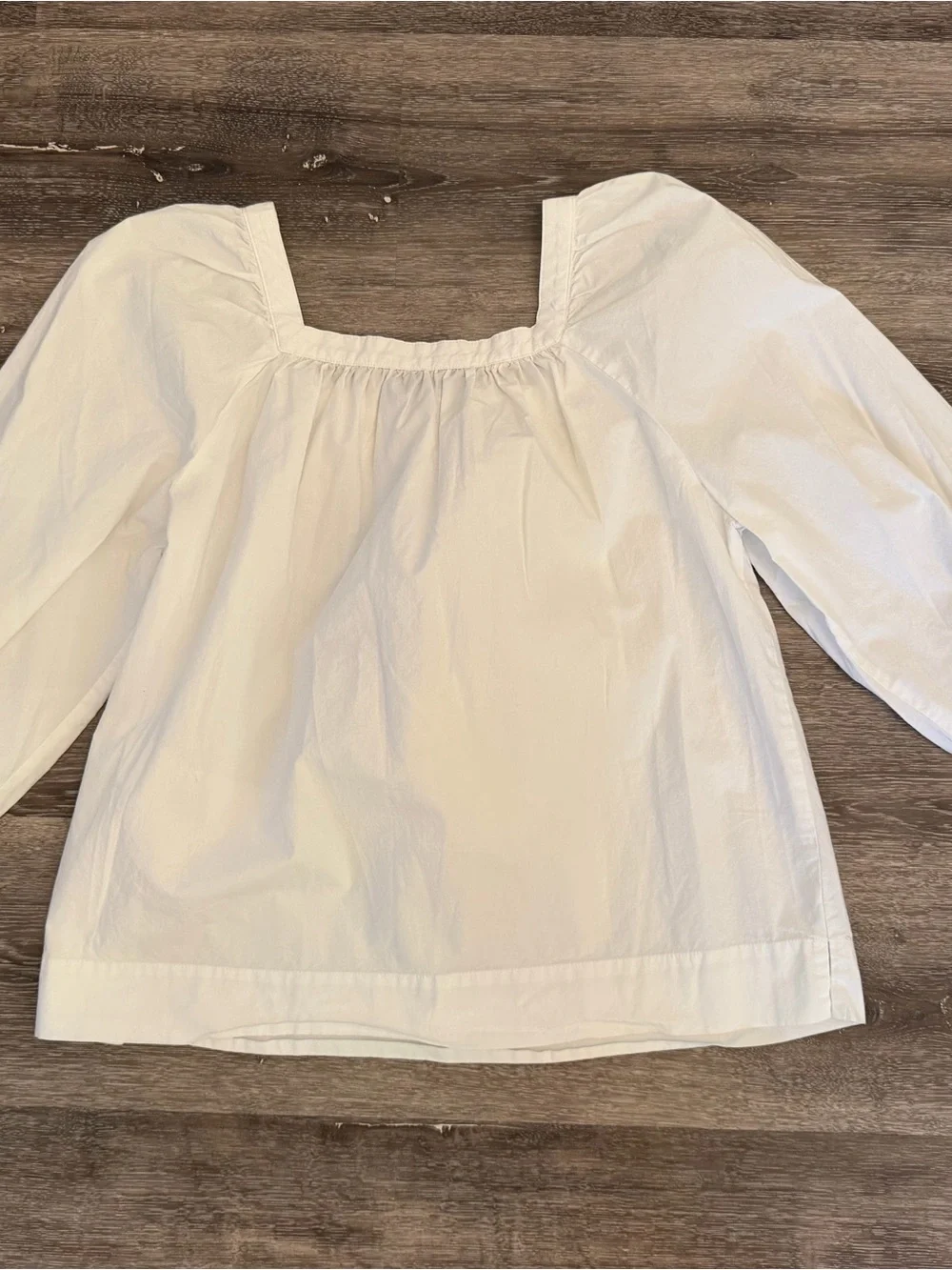 J. Crew White size 2  Square-Neck Puff Sleeve Cotton Peasant Top